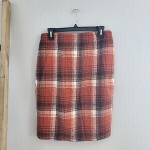 Women's Plaid Wool Straight Pencil Skirt Size L